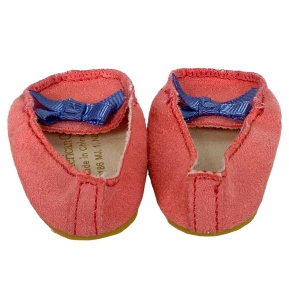 American Girl Smore Fun Orange Doll Slippers With Blue Bow For 18-Inch Dolls - Picture 3 of 7